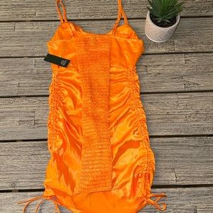 Women’s Wild Fable Silky Orange Rouched Dress, Sz SMALL